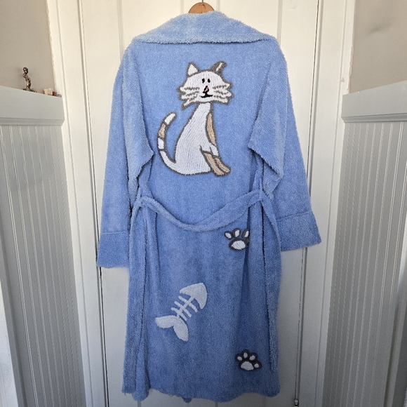 Vintage Canyon Group Rare Cat & Fishbone Robe Crazy Cat Lady 90s Cozycore Size M - Picture 3 of 15